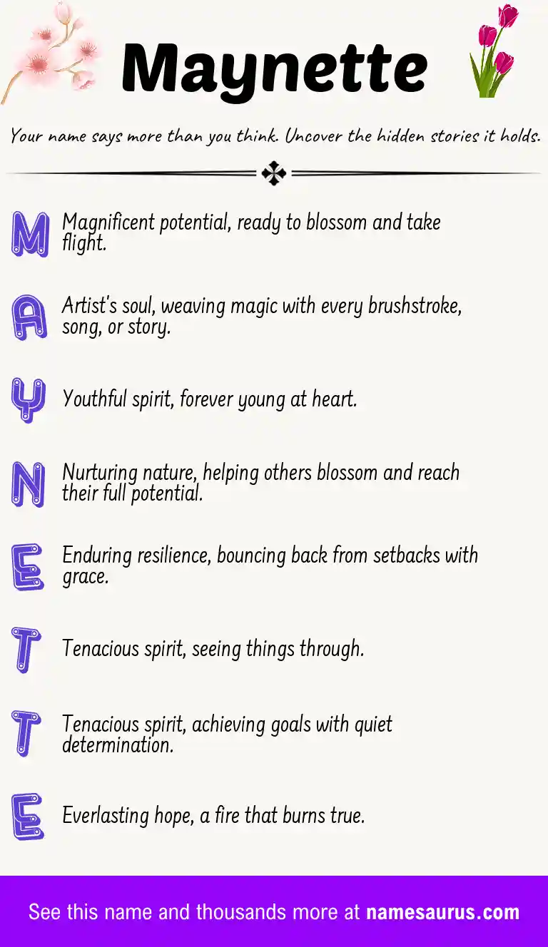 Acrostic poem about Maynette.