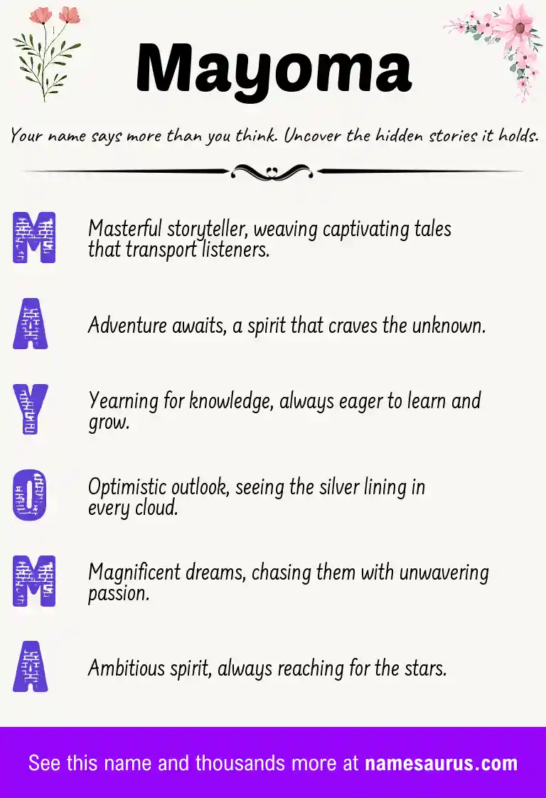 Acrostic poem about Mayoma.