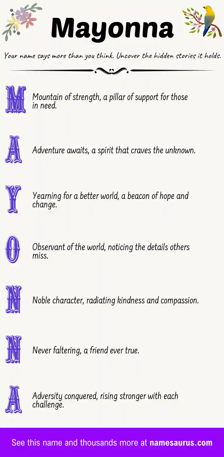 Acrostic poem about Mayonna.