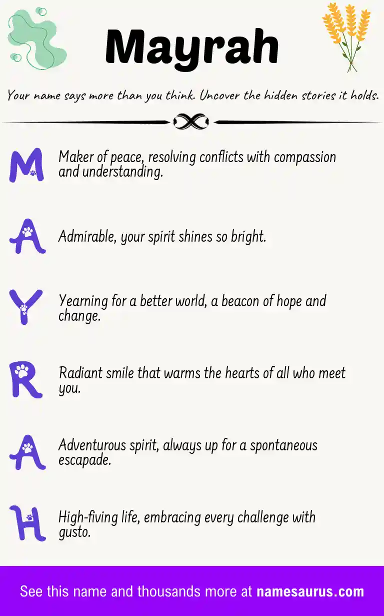 Acrostic poem about Mayrah.