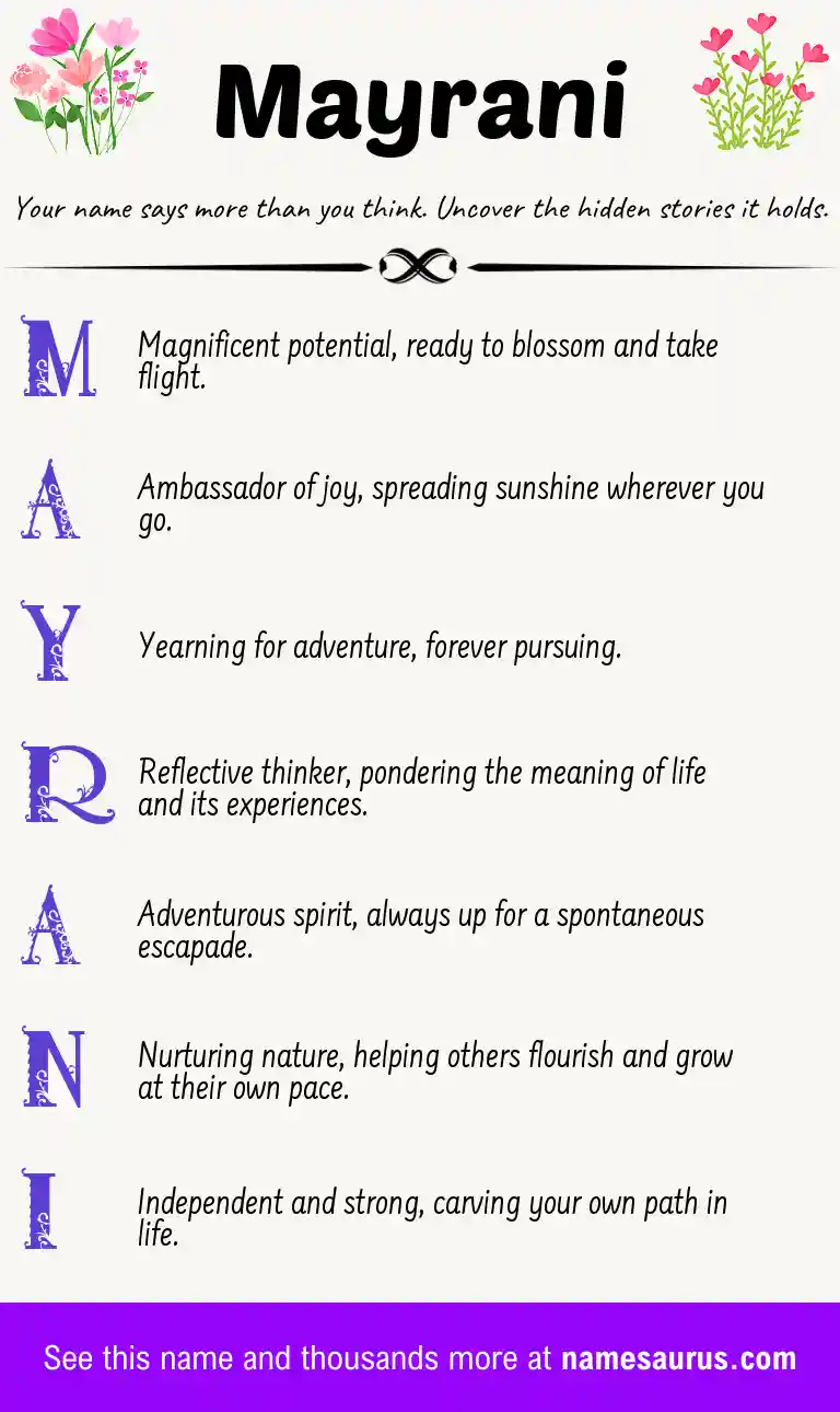 Acrostic poem about Mayrani.