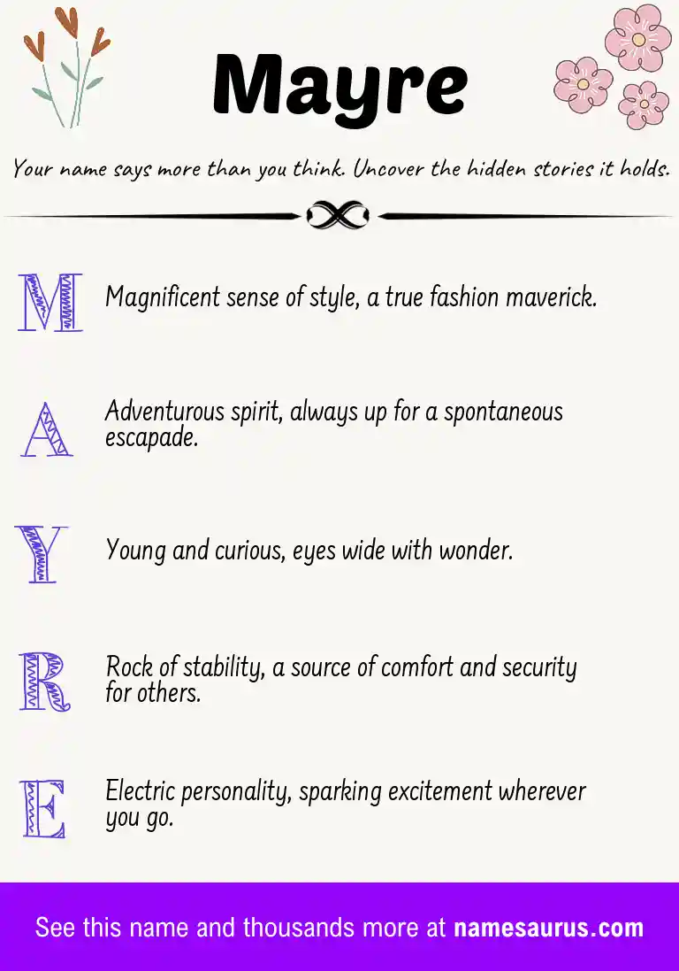 Acrostic poem about Mayre.