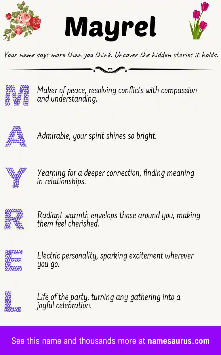 Acrostic poem about Mayrel.