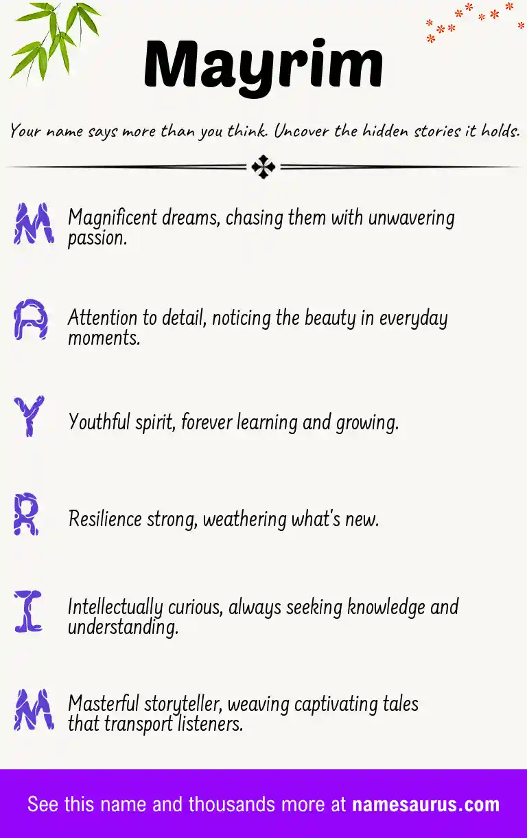 Acrostic poem about Mayrim.