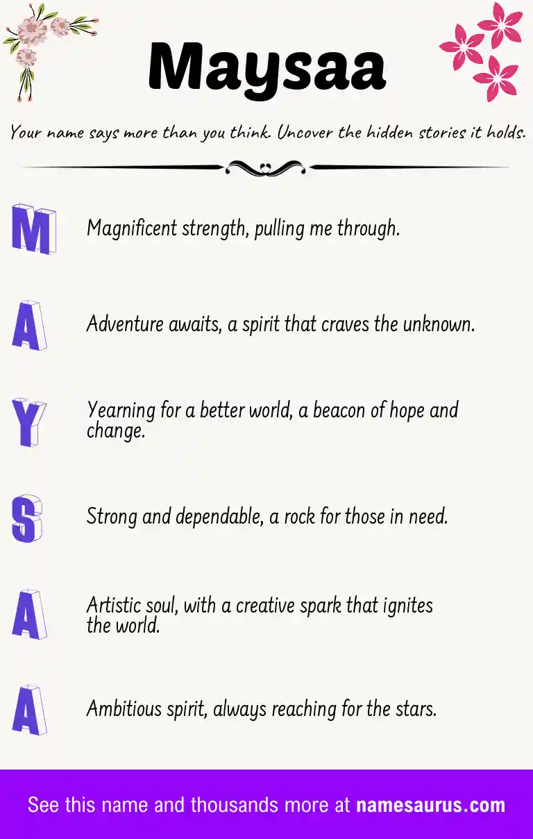 Acrostic poem about Maysaa.