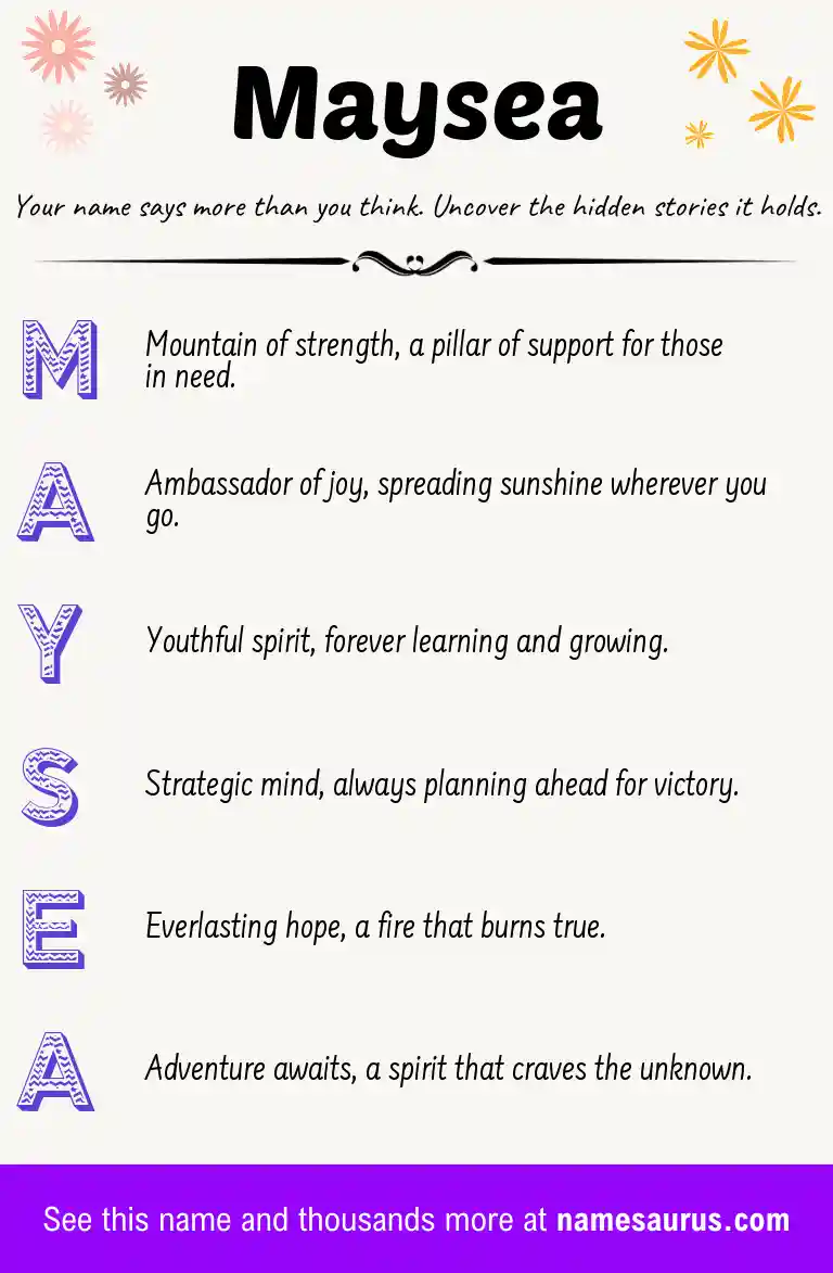 Acrostic poem about Maysea.