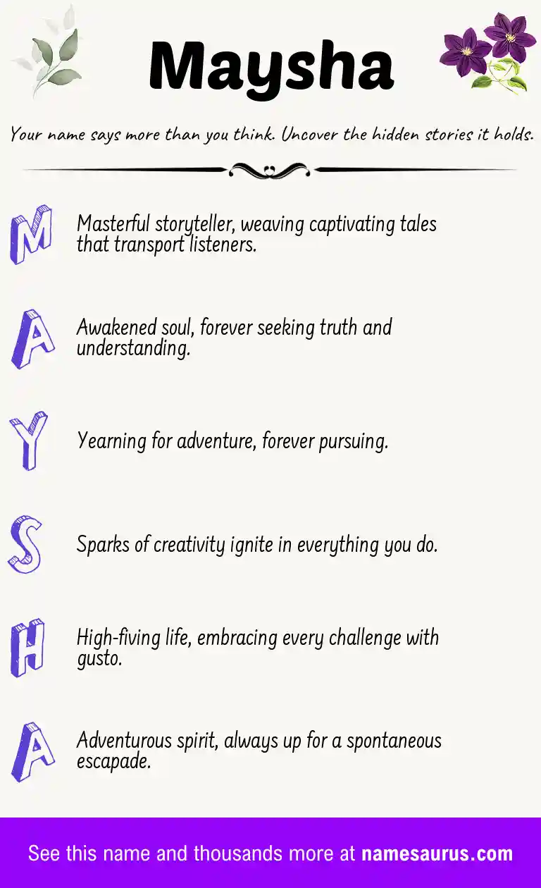 Acrostic poem about Maysha.