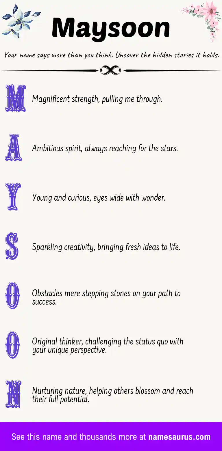 Acrostic poem about Maysoon.