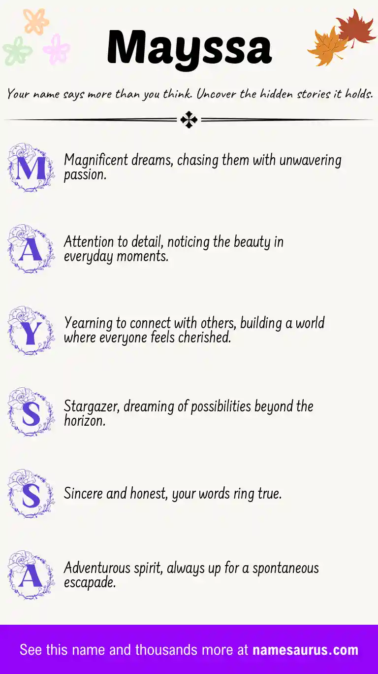 Acrostic poem about Mayssa.