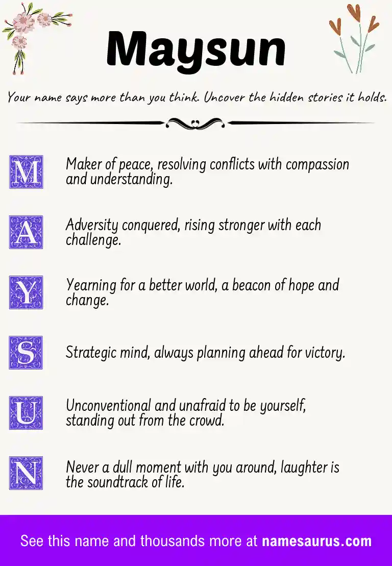 Acrostic poem about Maysun.