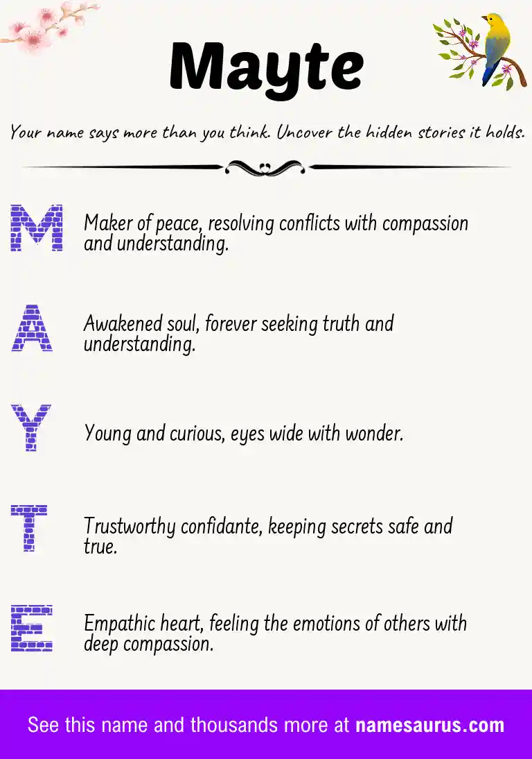 Acrostic poem about Mayte.