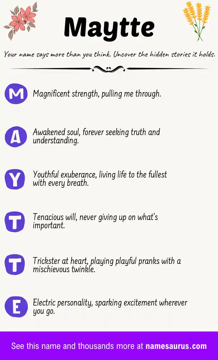 Acrostic poem about Maytte.