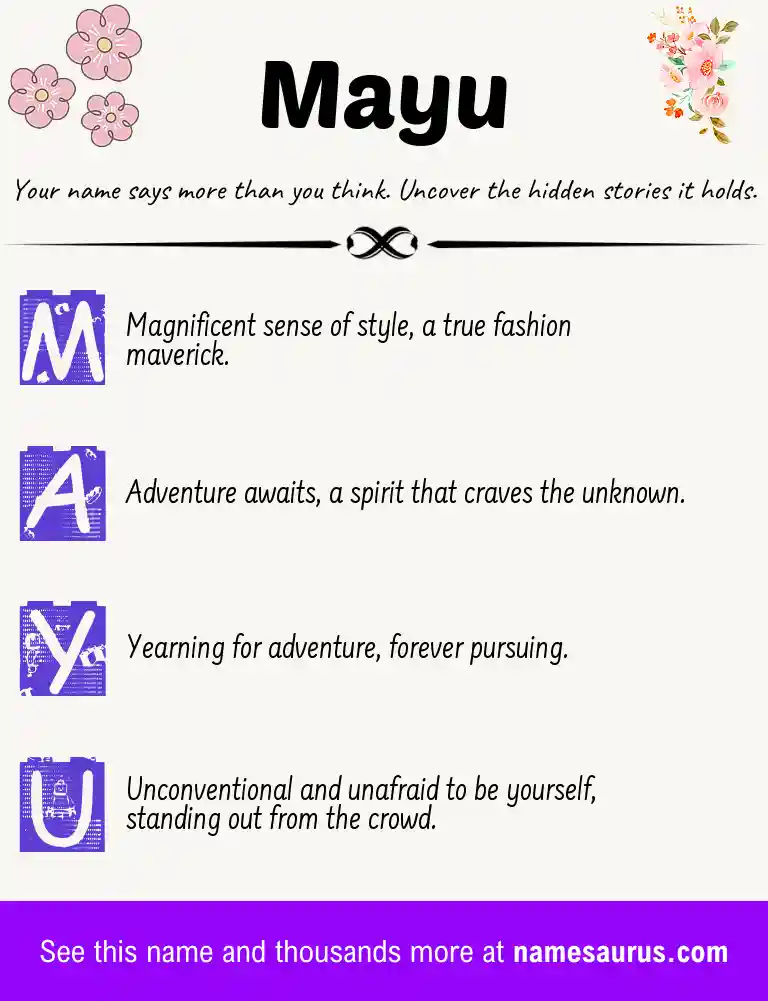 Acrostic poem about Mayu.