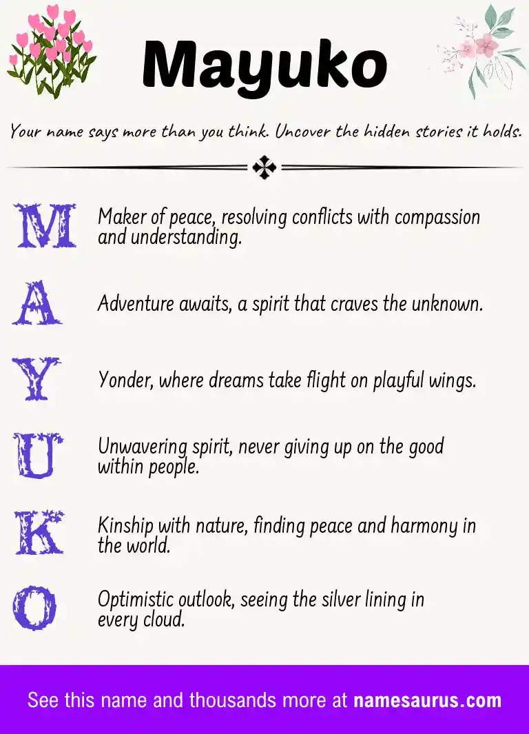 Acrostic poem about Mayuko.