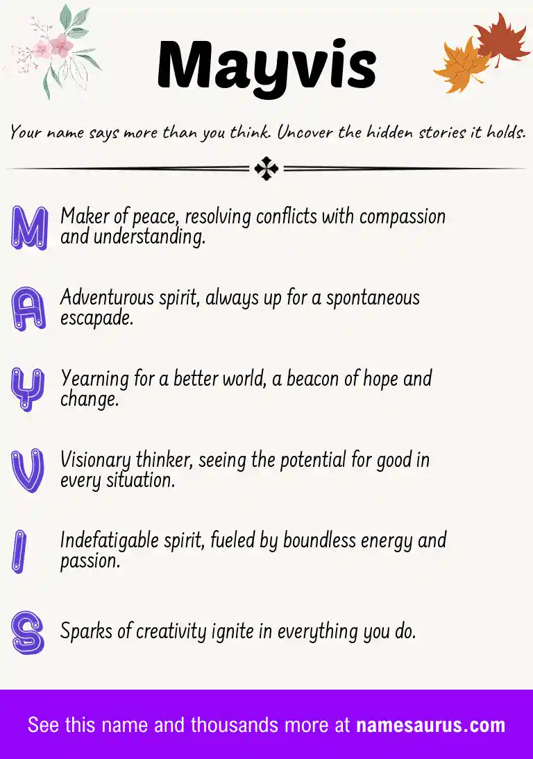 Acrostic poem about Mayvis.