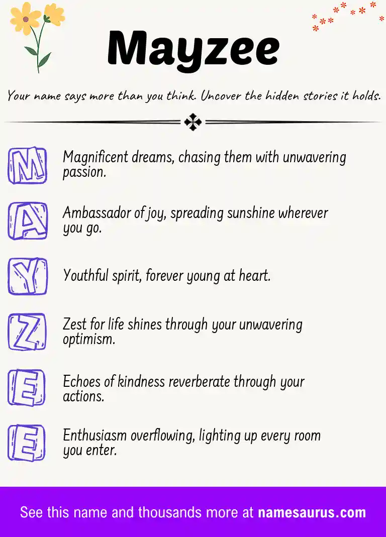 Acrostic poem about Mayzee.