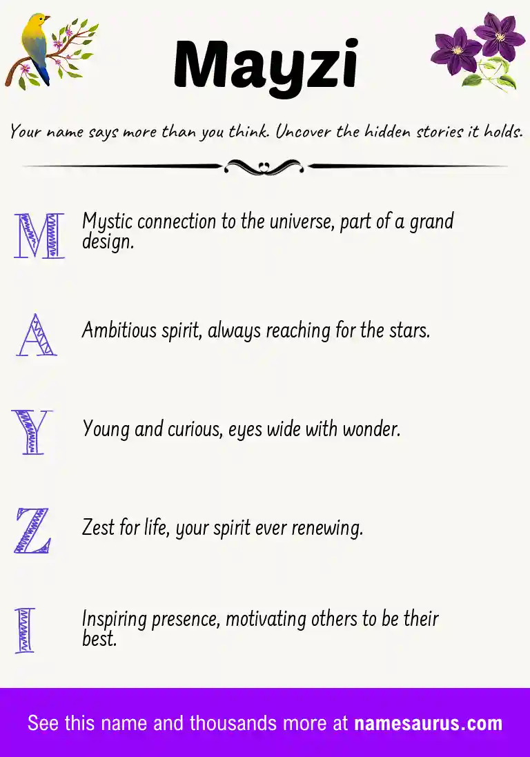 Acrostic poem about Mayzi.