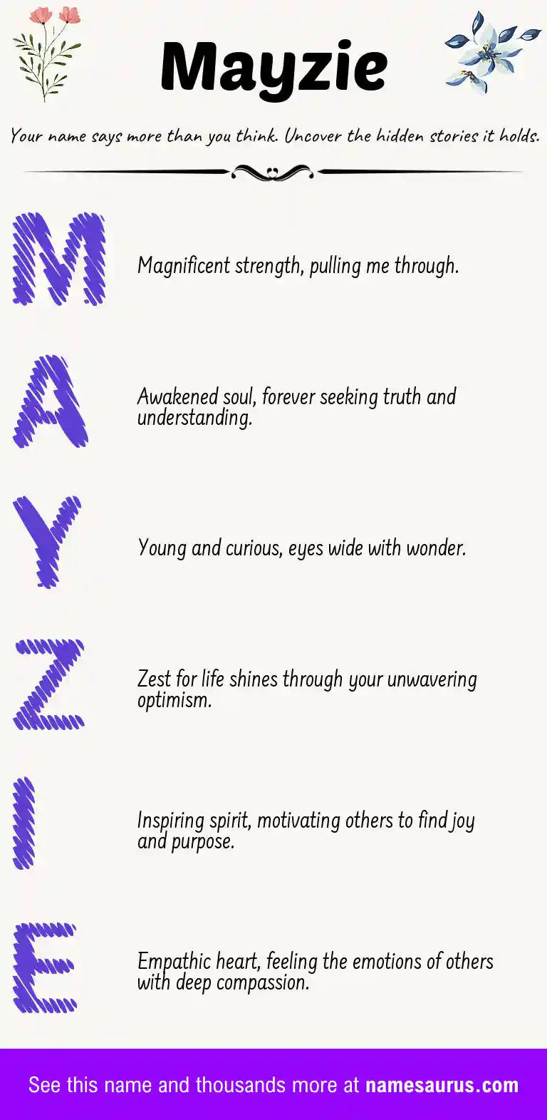 Acrostic poem about Mayzie.