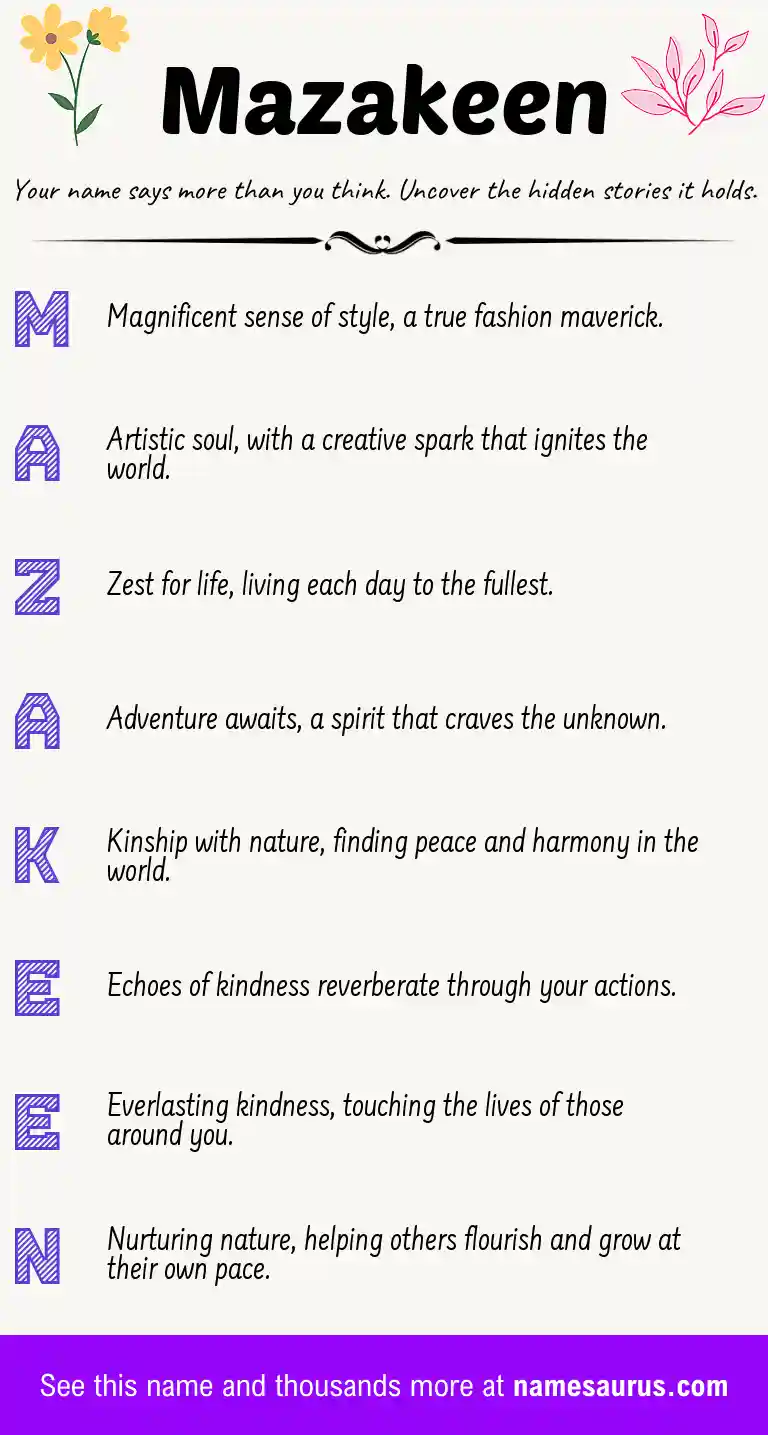 Acrostic poem about Mazakeen.