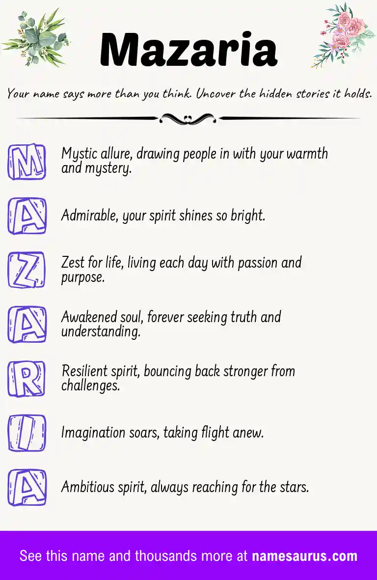 Acrostic poem about Mazaria.