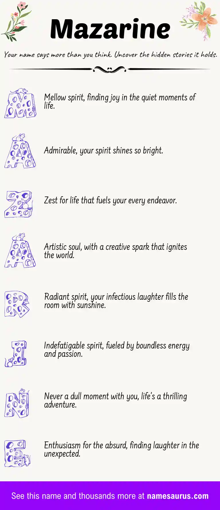 Acrostic poem about Mazarine.