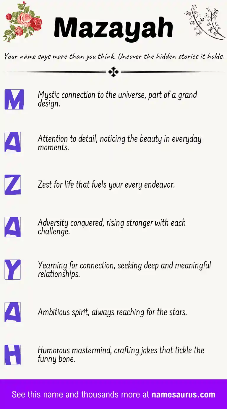 Acrostic poem about Mazayah.