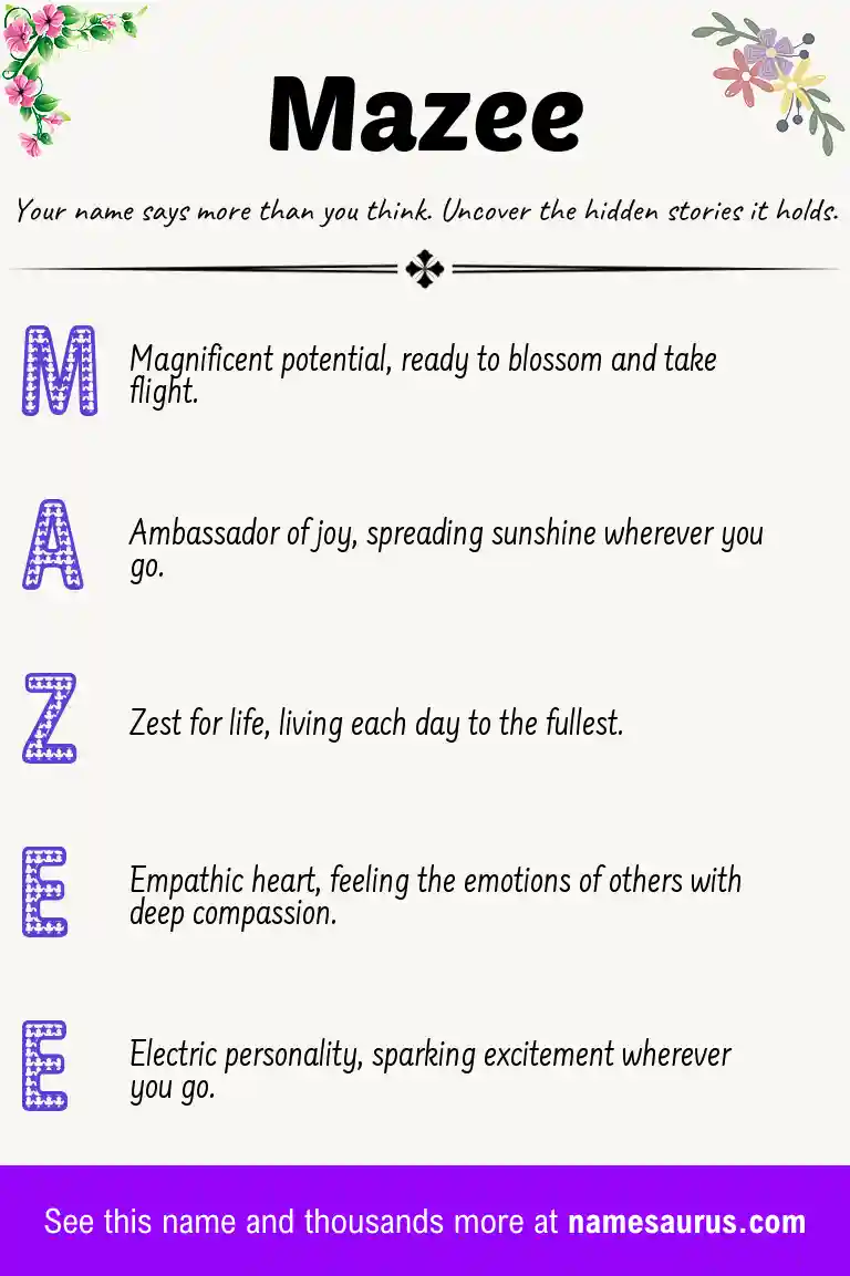 Acrostic poem about Mazee.