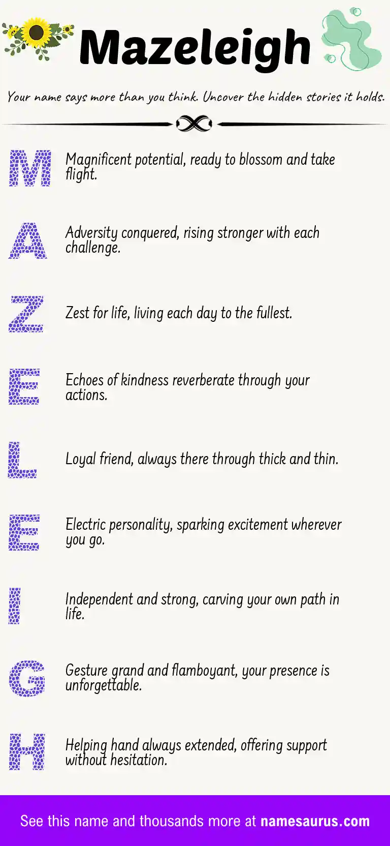 Acrostic poem about Mazeleigh.