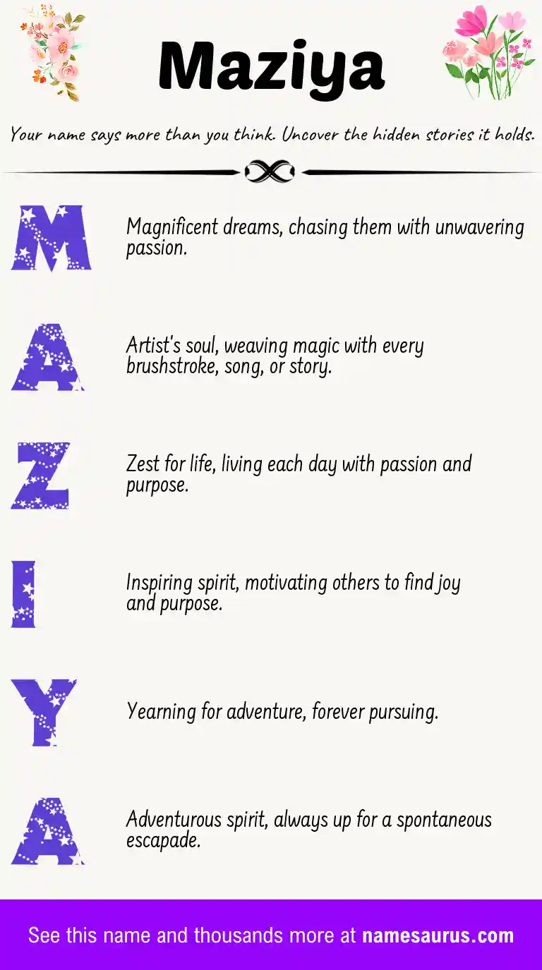 Acrostic poem about Maziya.