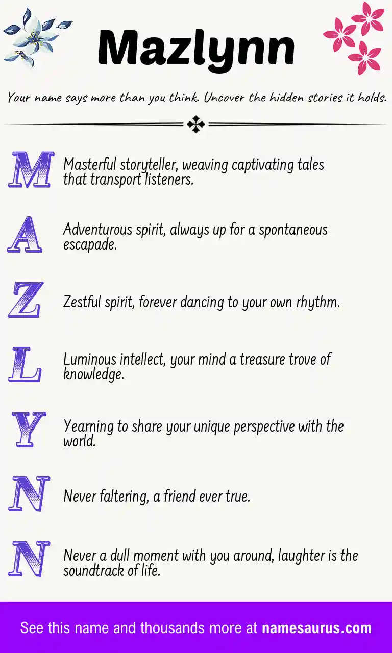 Acrostic poem about Mazlynn.