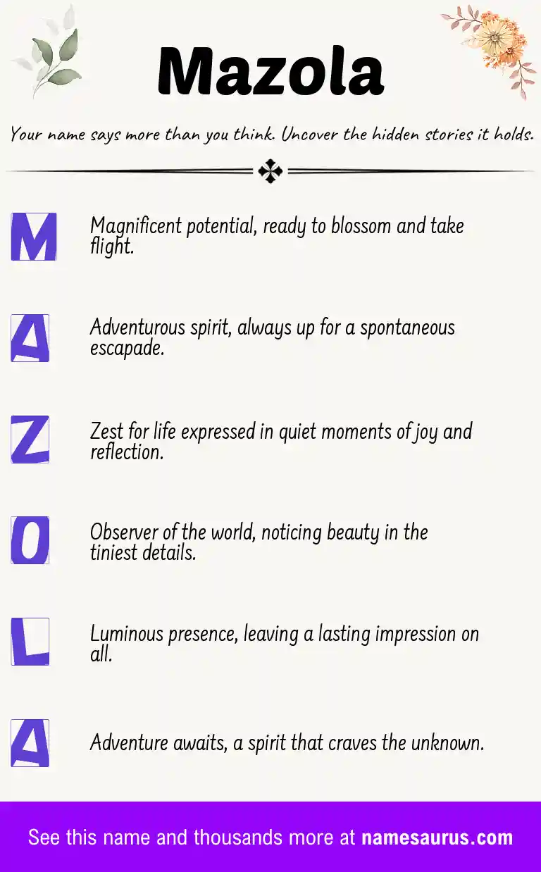 Acrostic poem about Mazola.