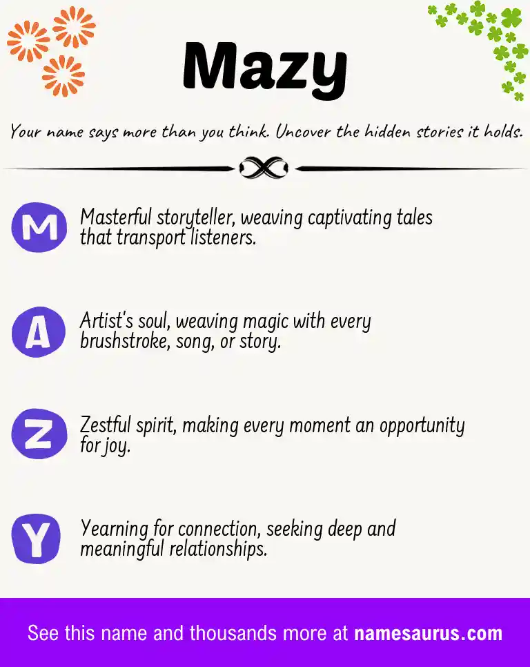 Acrostic poem about Mazy.