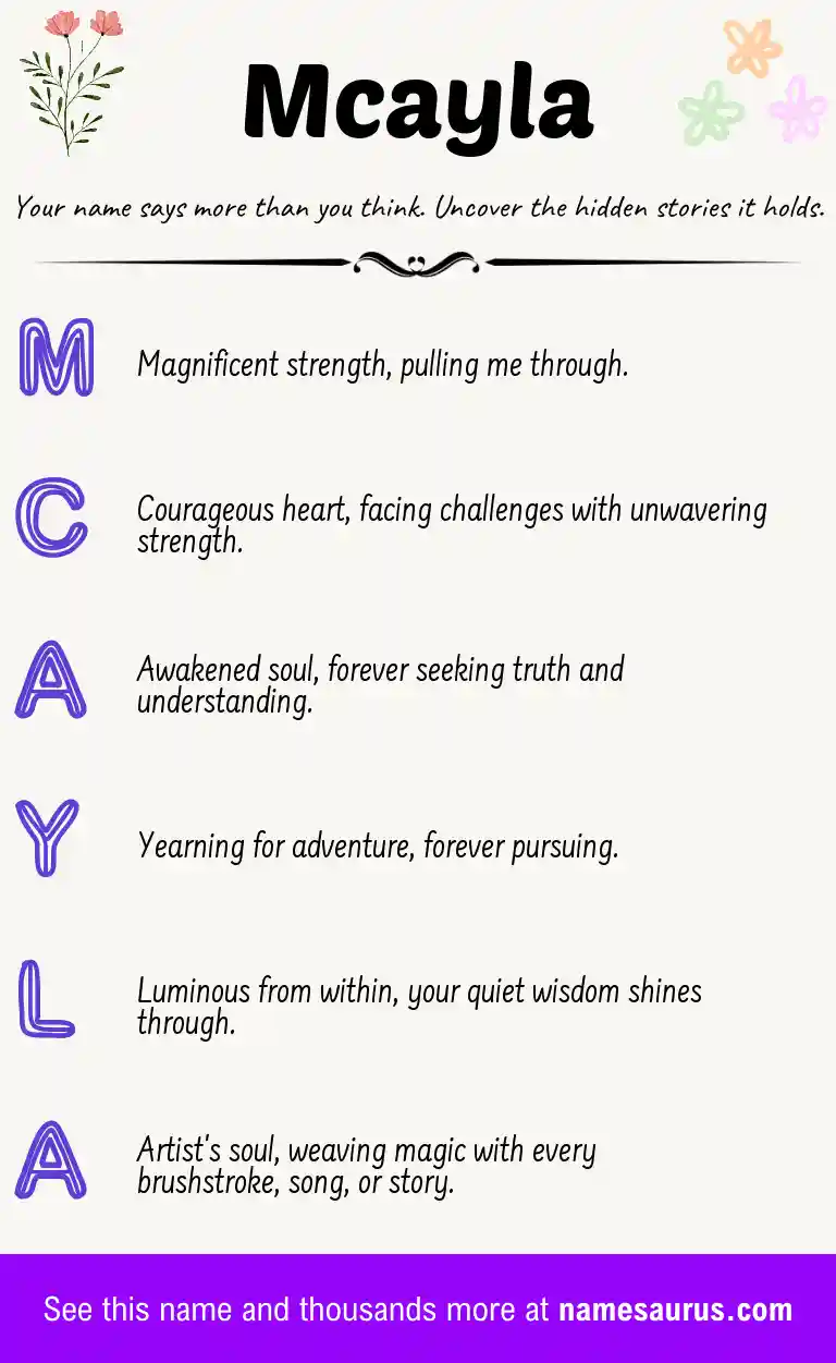 Acrostic poem about Mcayla.
