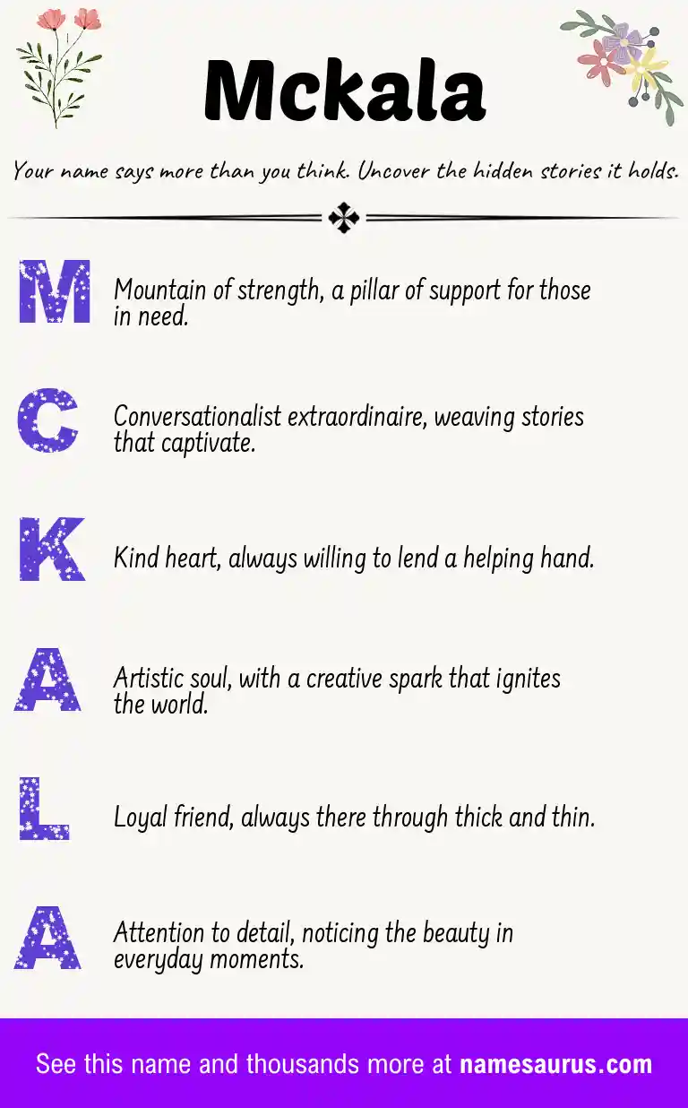 Acrostic poem about Mckala.