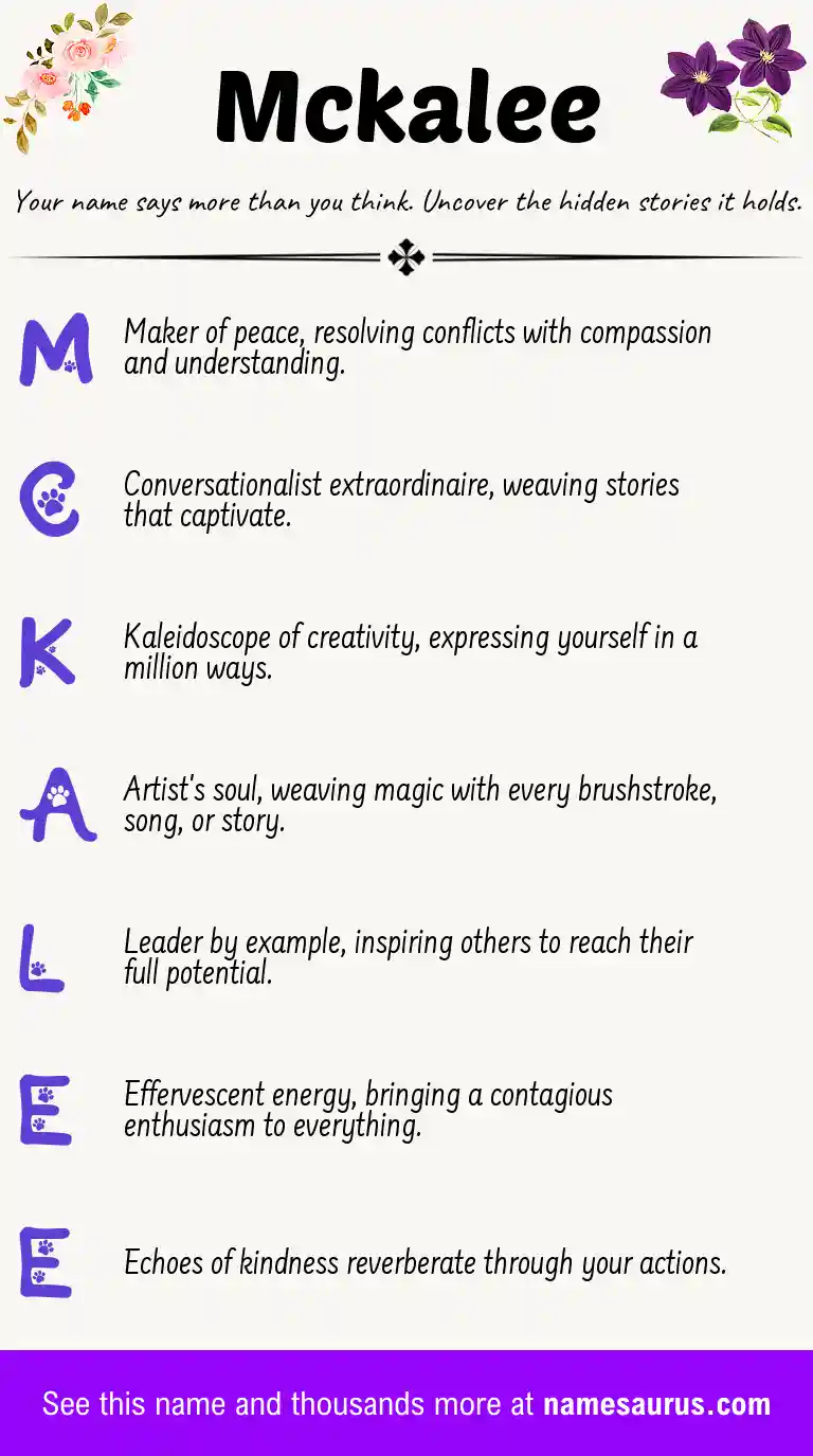 Acrostic poem about Mckalee.
