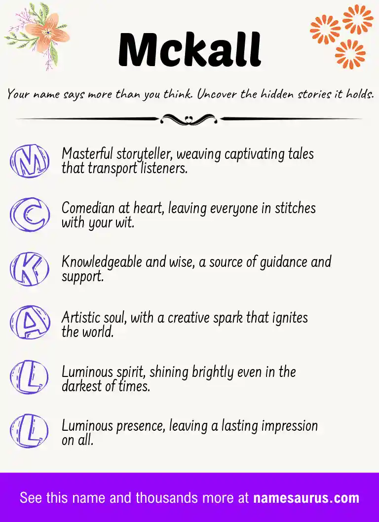 Acrostic poem about Mckall.