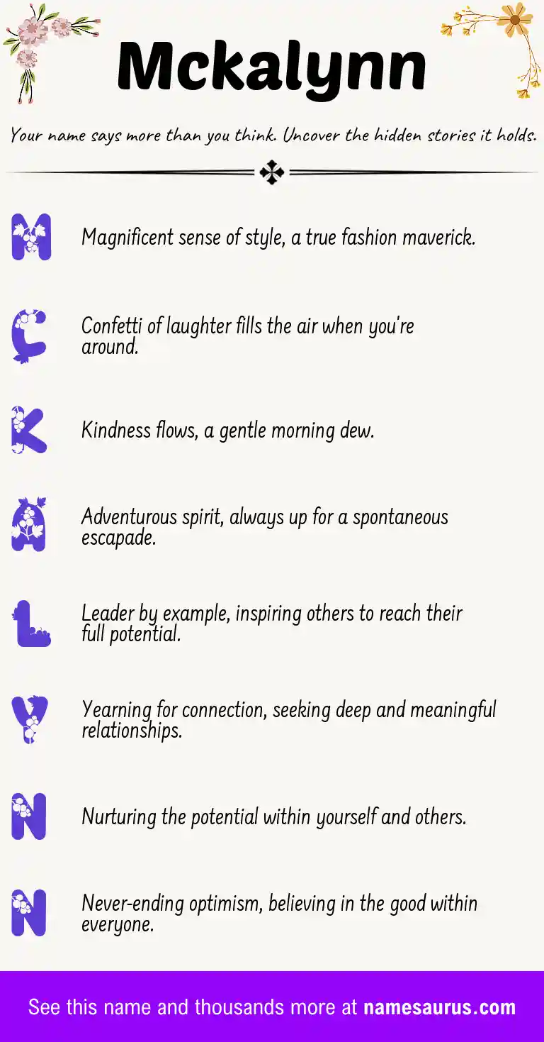 Acrostic poem about Mckalynn.