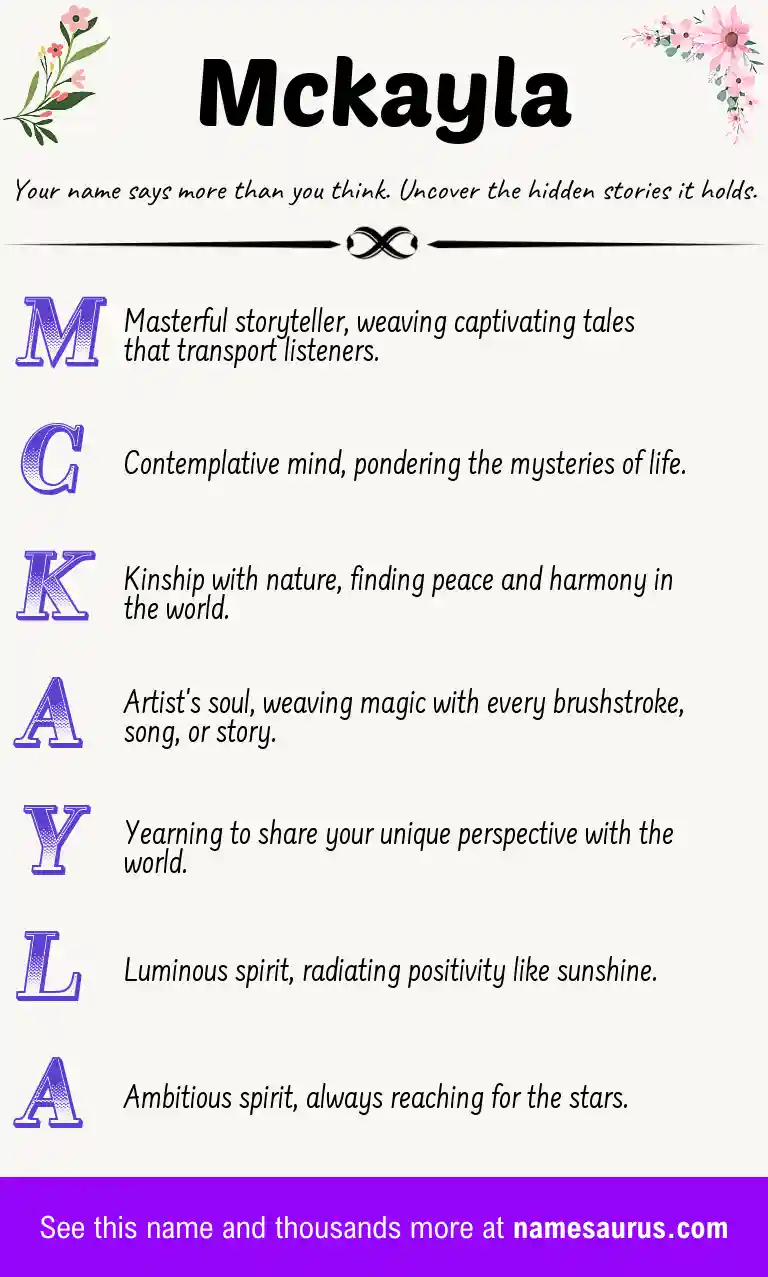 Acrostic poem about Mckayla.
