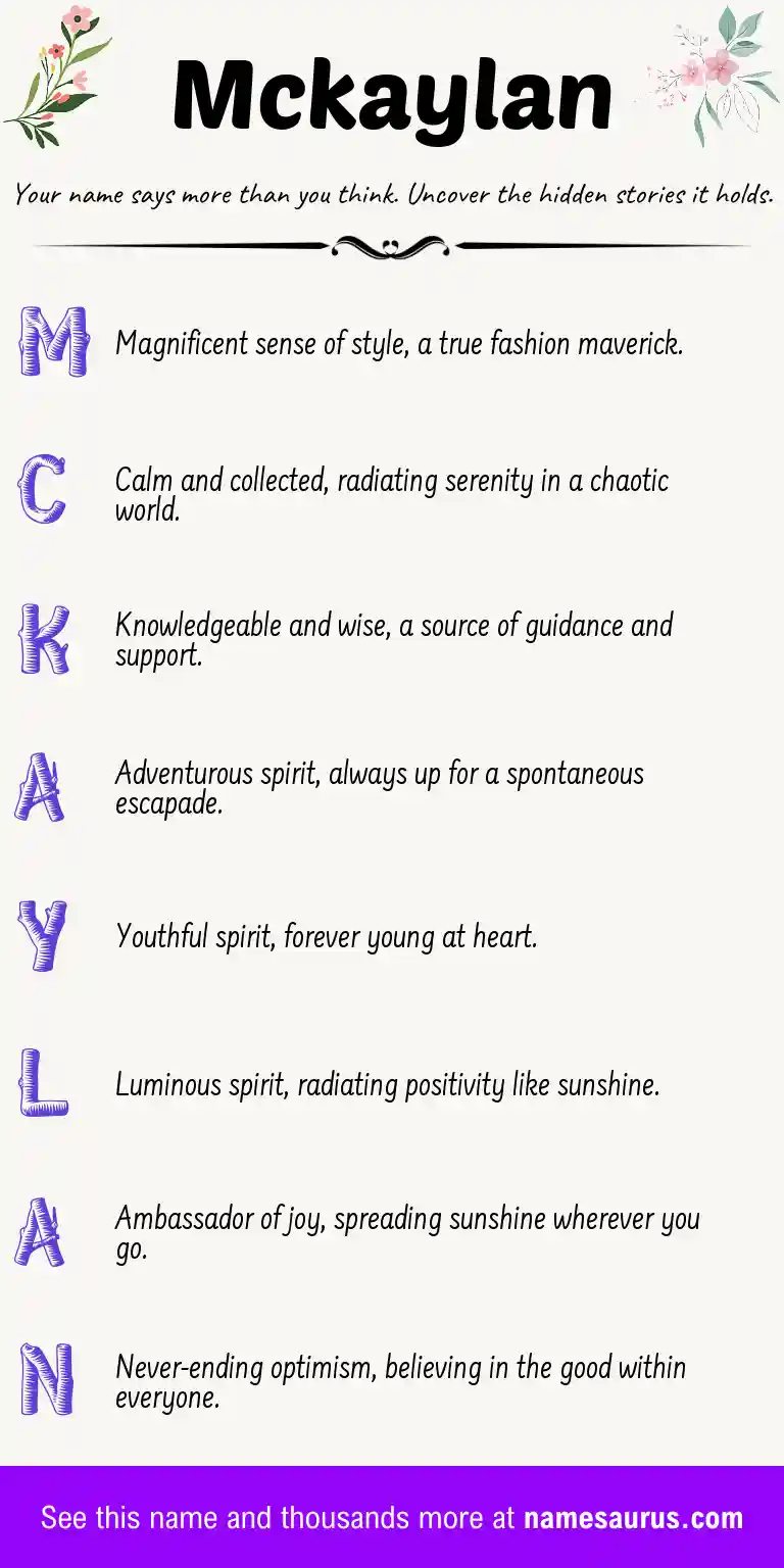 Acrostic poem about Mckaylan.