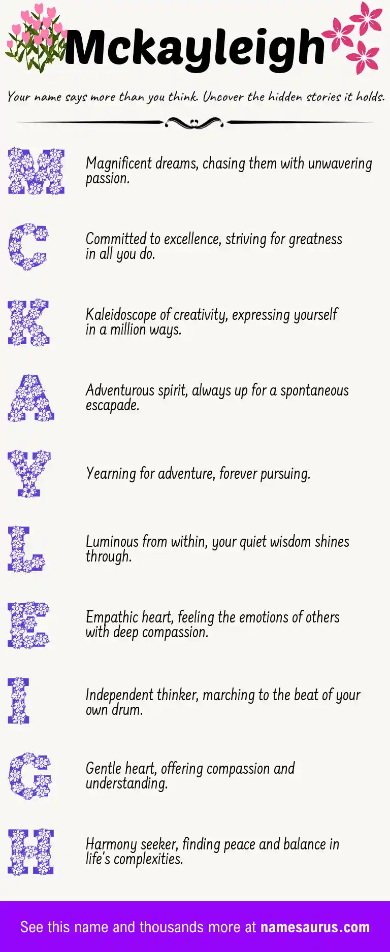 Acrostic poem about Mckayleigh.