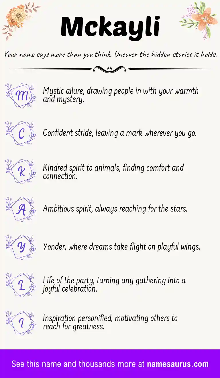 Acrostic poem about Mckayli.