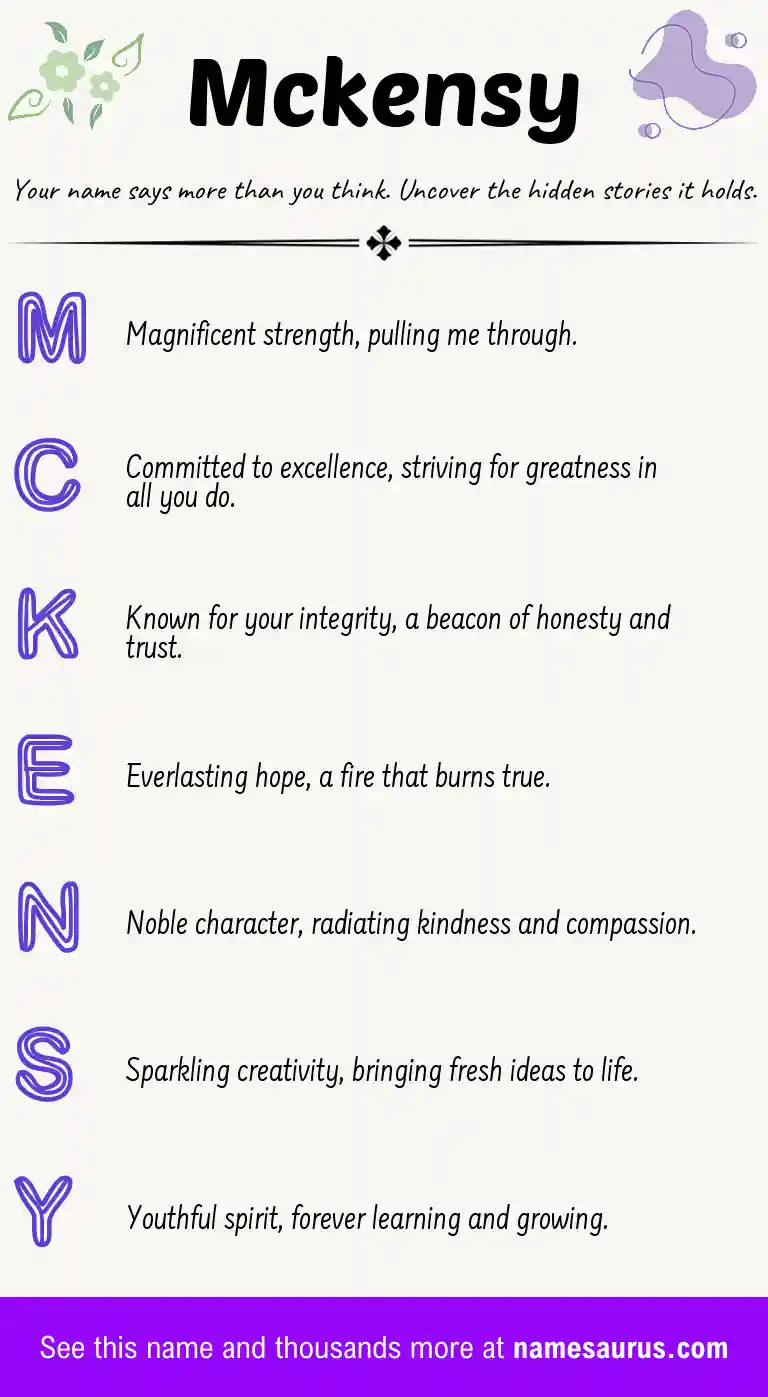 Acrostic poem about Mckensy.
