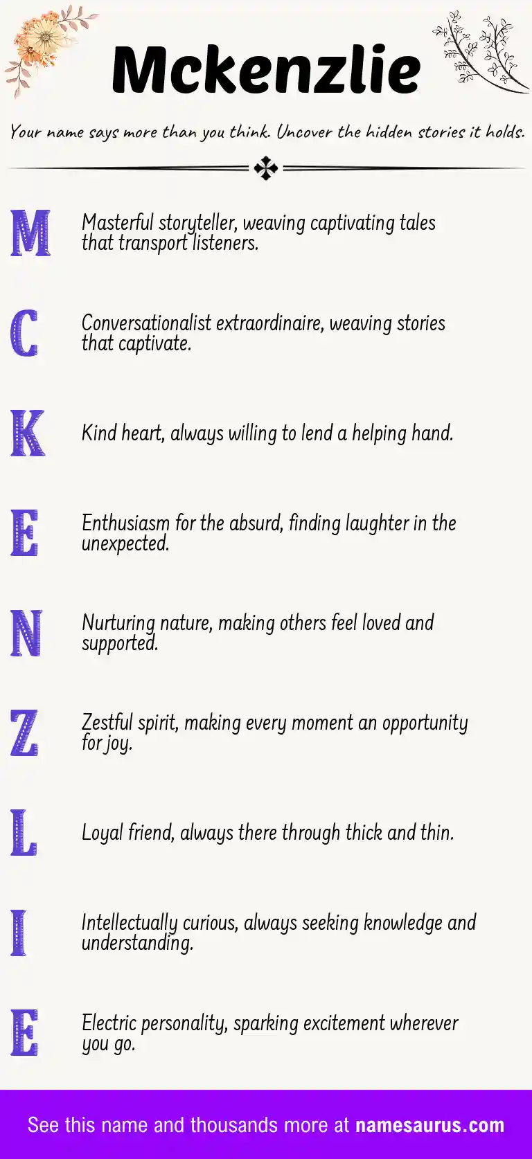 Acrostic poem about Mckenzlie.