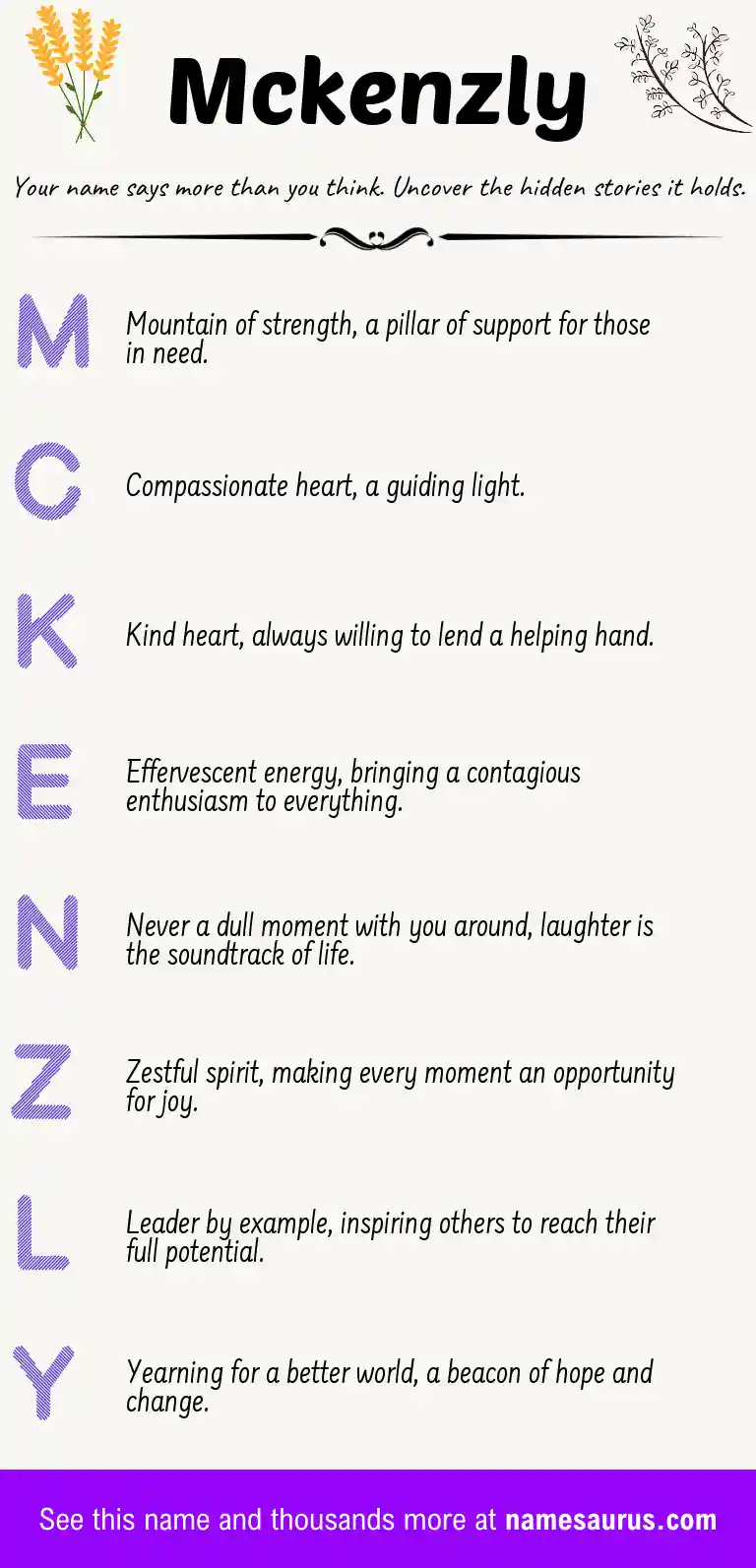 Acrostic poem about Mckenzly.