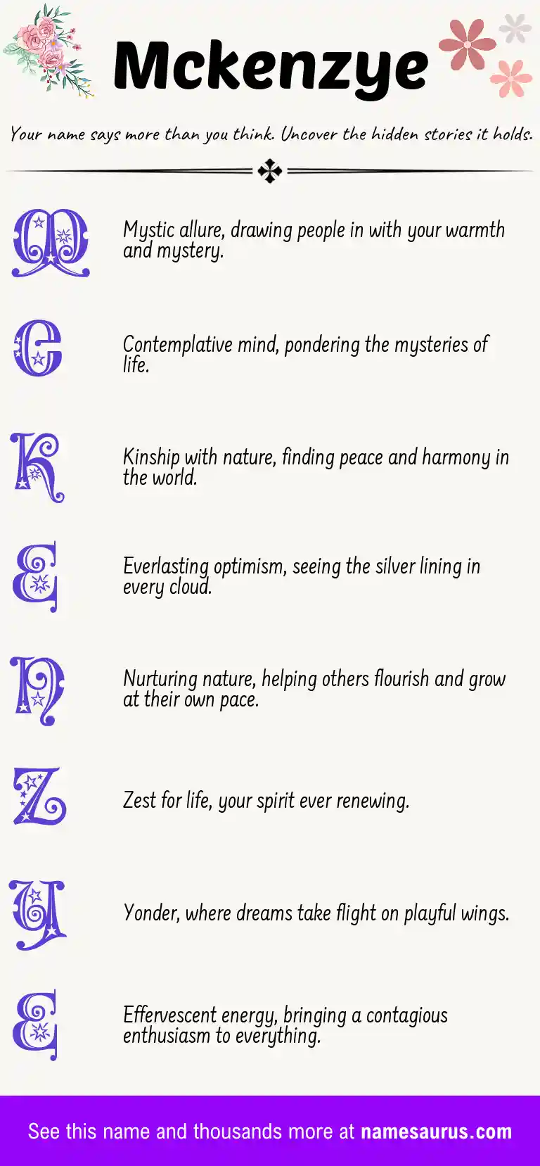 Acrostic poem about Mckenzye.