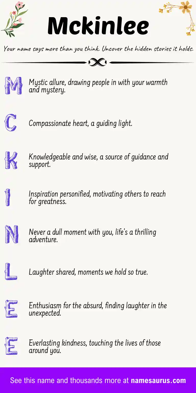 Acrostic poem about Mckinlee.