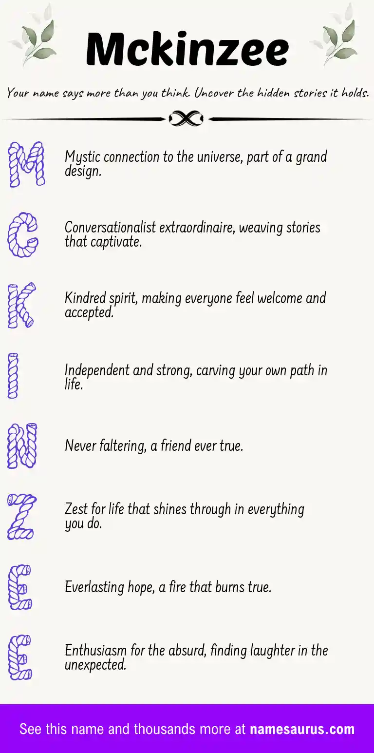 Acrostic poem about Mckinzee.