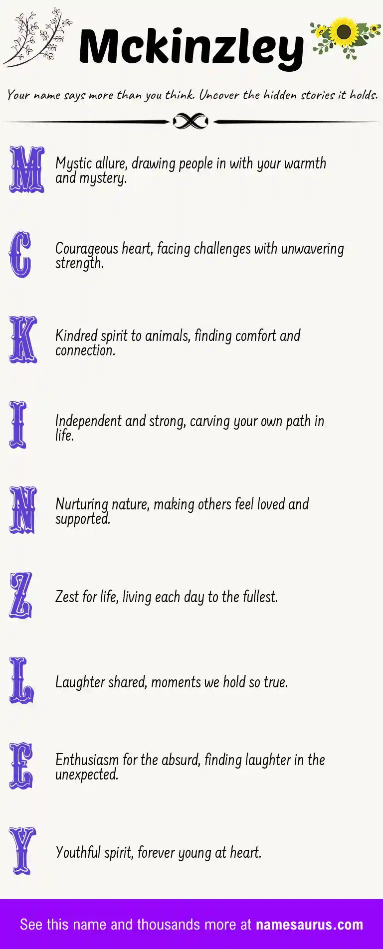 Acrostic poem about Mckinzley.