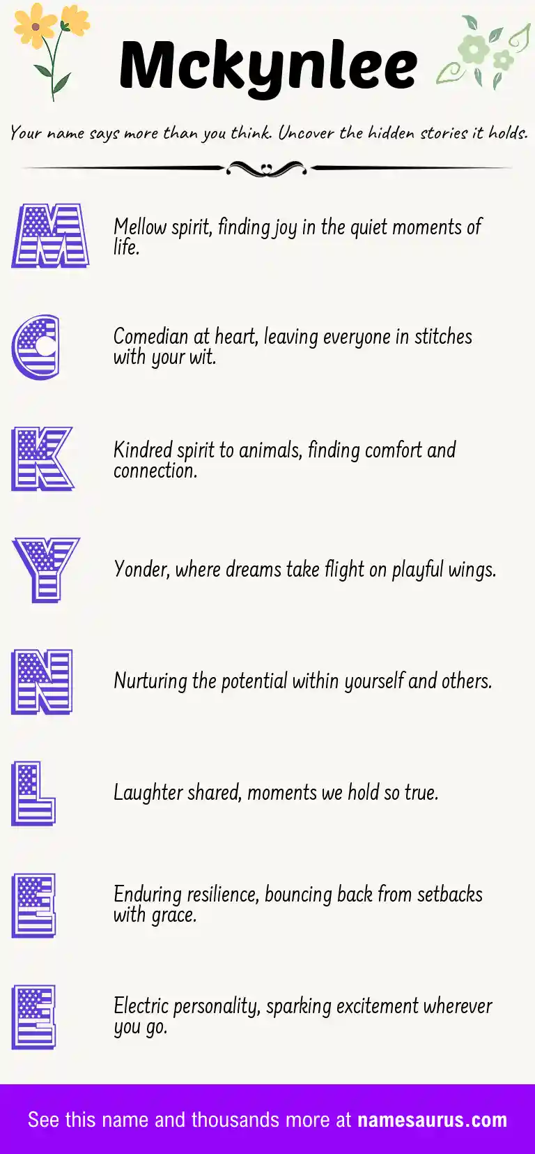 Acrostic poem about Mckynlee.