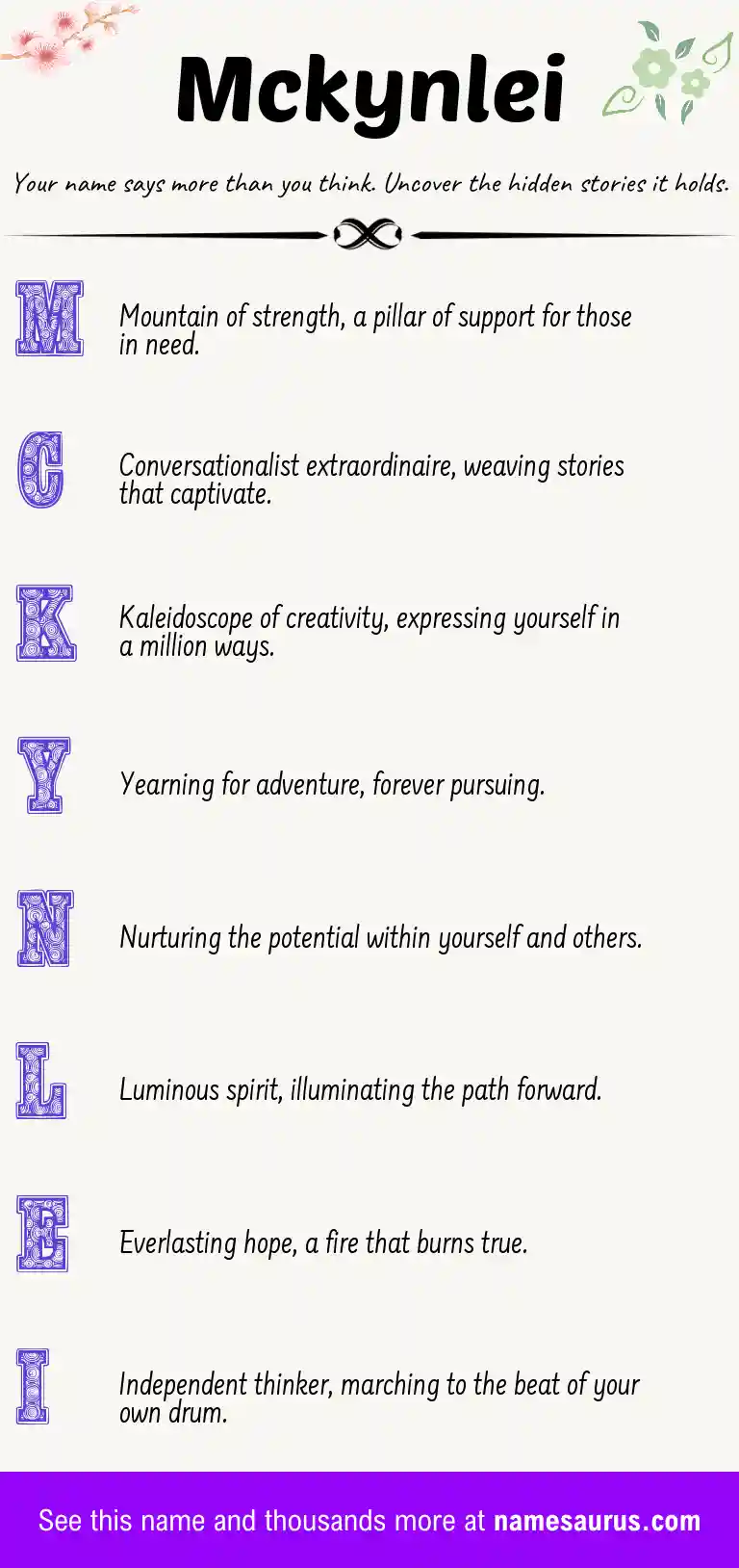 Acrostic poem about Mckynlei.